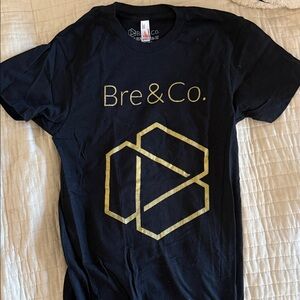 Bre & Co. Black T-Shirt with Gold Logo xs brooklyn co